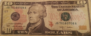 US $10.00 Bank Note Front