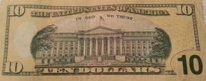 US $10 Bank Note Back