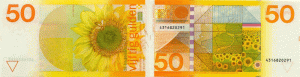 50 Guilder Note from the Netherlands pre-Euro.